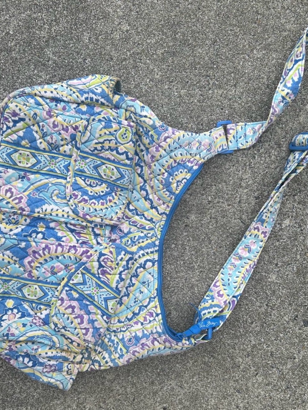 Vera Bradley Quilted Blue Lavender Yellow Patterned Shoulder Bag